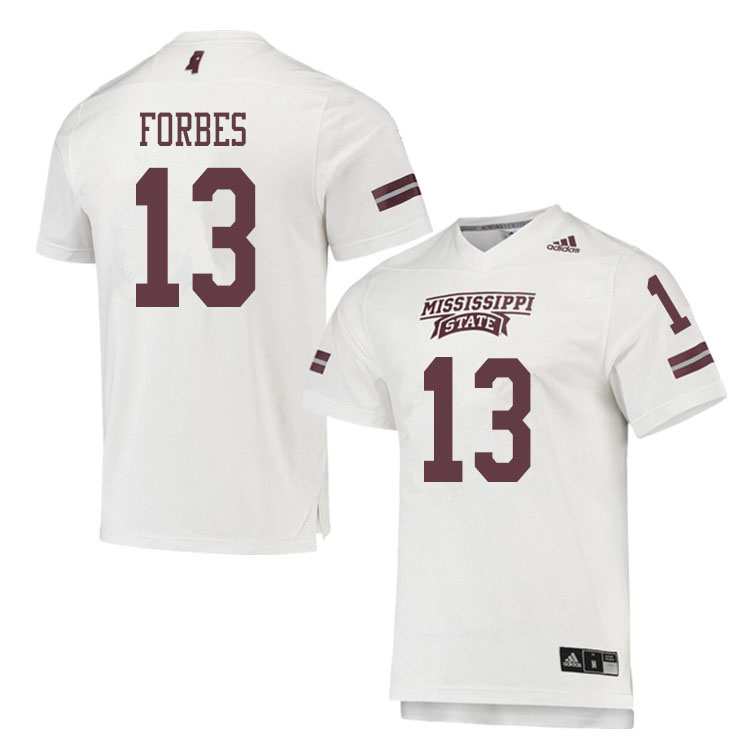 Men #13 Emmanuel Forbes Mississippi State Bulldogs College Football Jerseys Sale-White - Click Image to Close